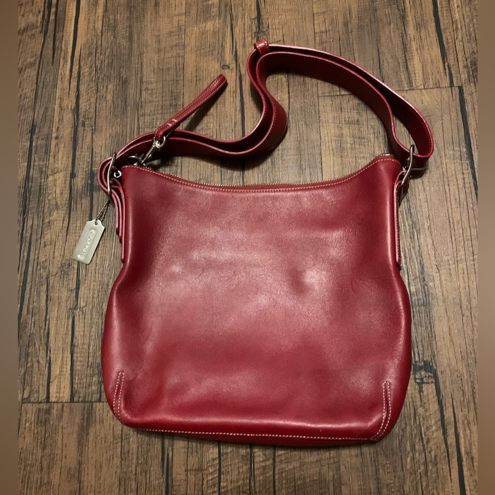 Coach Slim Legacy Red Leather Hobo Handbag